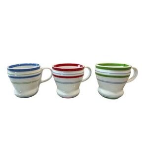 Starbucks 2007 Barista Espresso Cups Blue Red Green Striped Set of 3 Demitasse